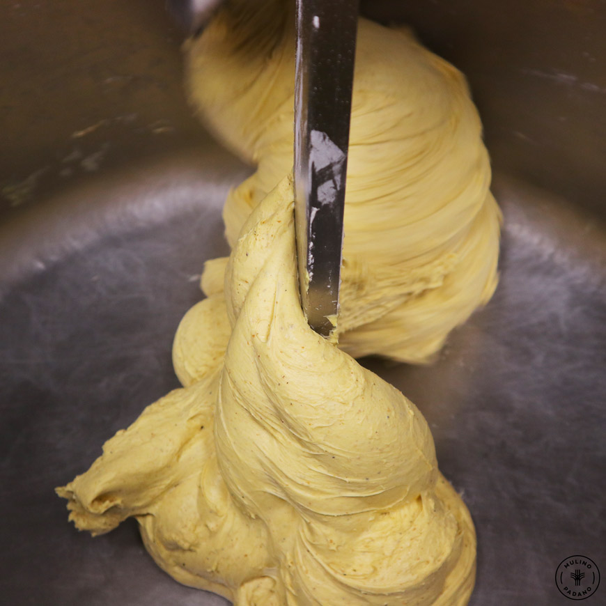 l'impasto del pane speciale alla zucca